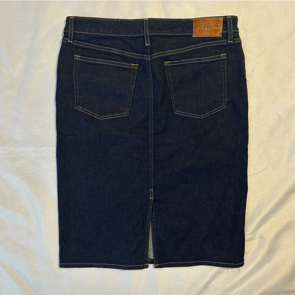 Lauren Ralph Lauren Dark Blue Denim Skirt - SZ 10 - Picture 2 of 7